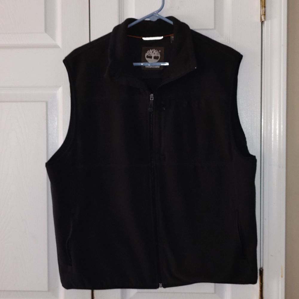 Timberland black fleece zip up vest  Sz L